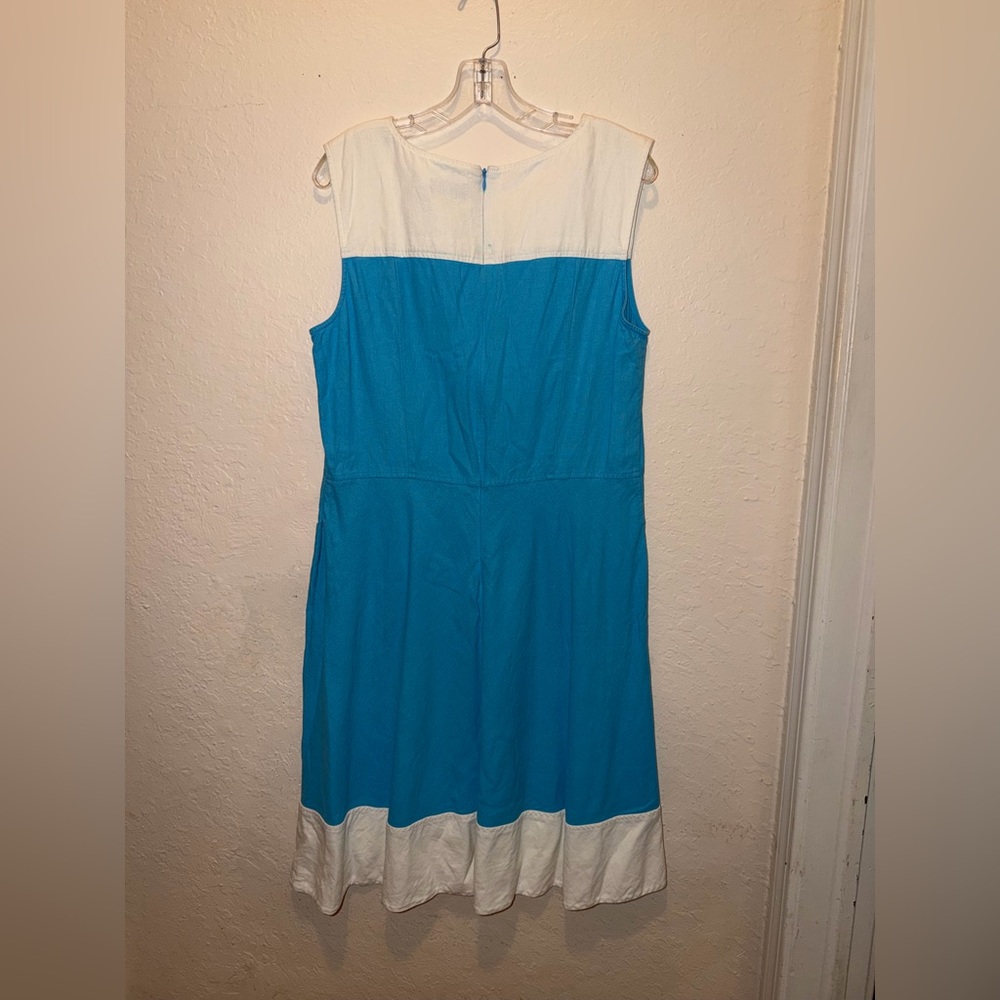 Pendleton Vintage Linen Sleeveless Dress Blue and White - Picture 3 of 7